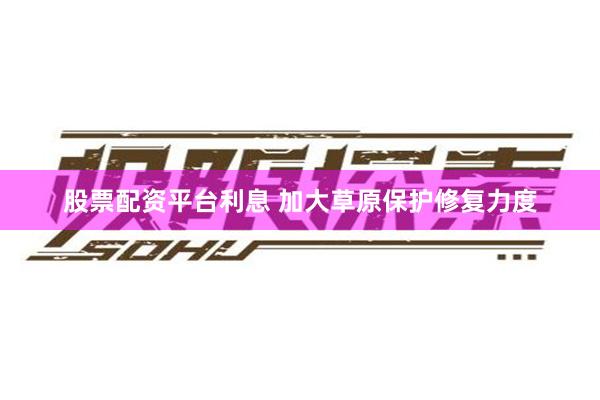 股票配资平台利息 加大草原保护修复力度