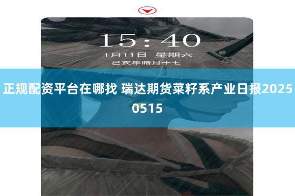 正规配资平台在哪找 瑞达期货菜籽系产业日报20250515