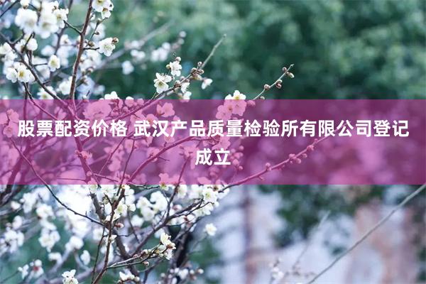 股票配资价格 武汉产品质量检验所有限公司登记成立