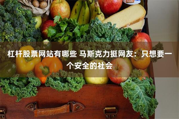 杠杆股票网站有哪些 马斯克力挺网友:只想要一个安全的社会